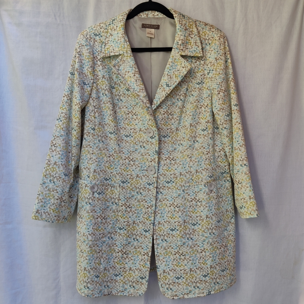 Fall SALE:Sigrid Oslen Watercolor Printed Blazer—statement w- pop mod print